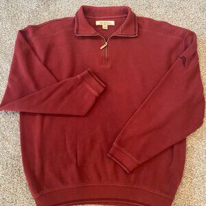 Tommy Bahama Sweater Mens XL Burgundy/Red 1/4 Zip Pullover Long Sleeve